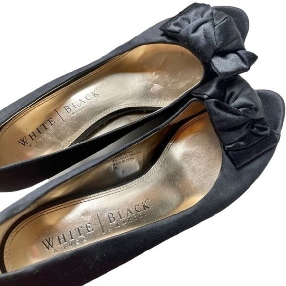 White House Black Market stiletto Heels Satin Bow Open Toe Size 7M - Picture 2 of 9